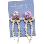 Natalie Bow Earrings - White with Purple