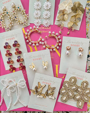 Pink and Pearl Stud Earrings