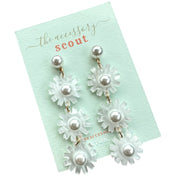 Triple White Daisy Earrings
