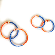 Blue & Orange Glitter-Filled Hoop Earrings