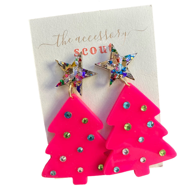 Scout Celebration Pink Jeweled Christmas Tree with Star Tops