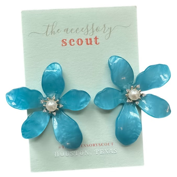 Blue Lilly Stud Earrings