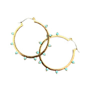 Turquoise and Gold Hoop Earrings
