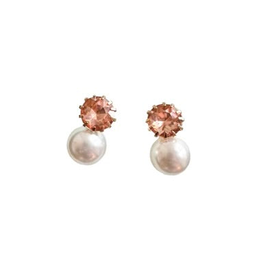 Pink and Pearl Stud Earrings