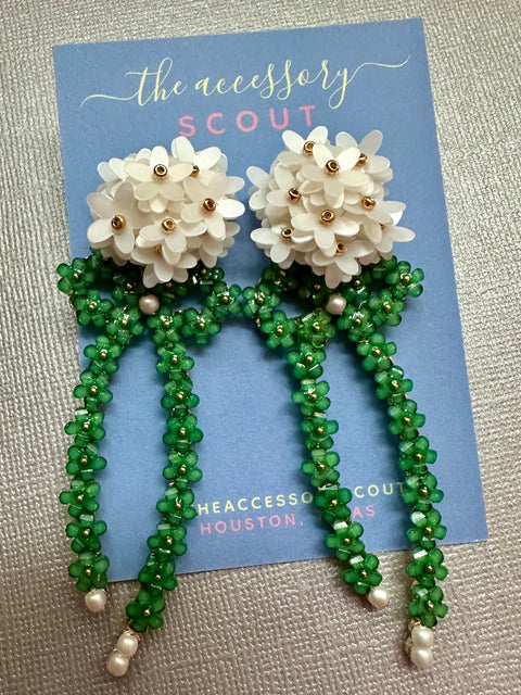 Natalie Bow Earrings - Green