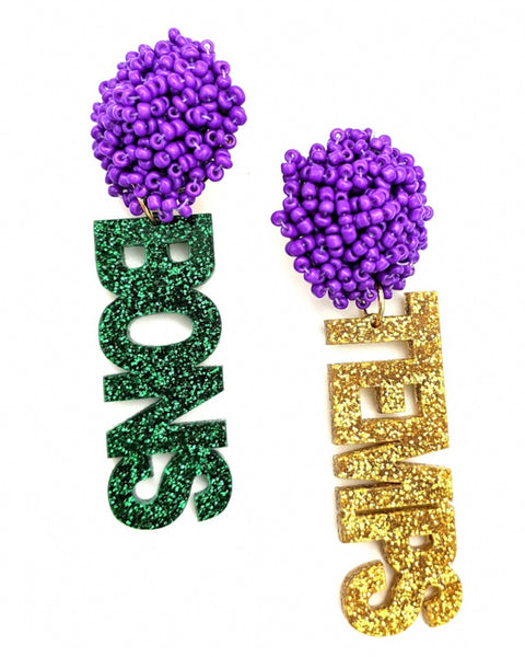 Scout Celebration Mardi Gras BONS TEMPS Earrings