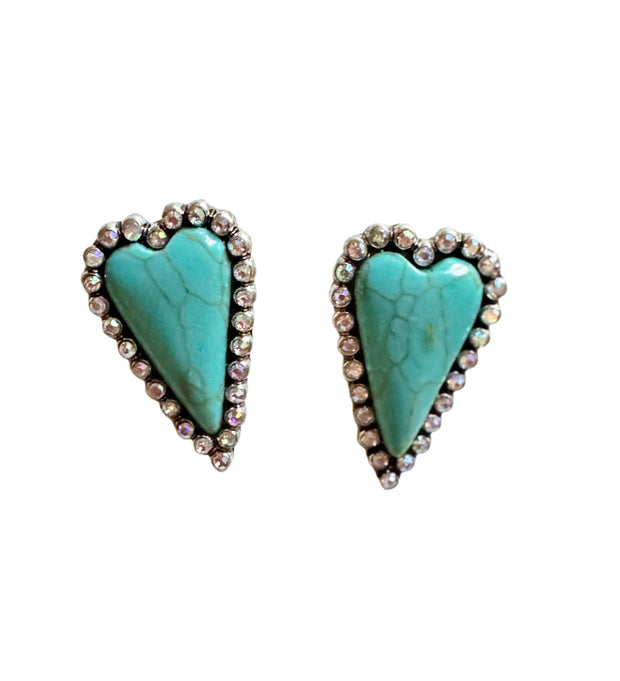 Rodeo Romance Turquoise Heart Stud Earrings