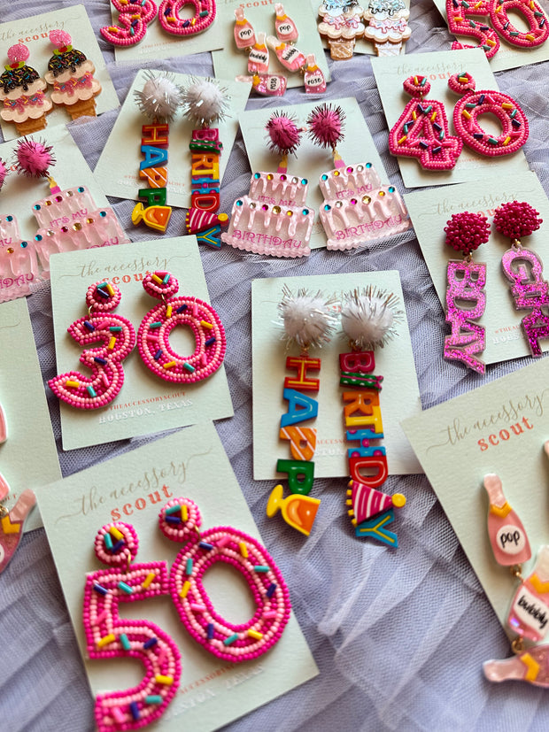 Sprinkle 50th Birthday Candle Milestone Earrings