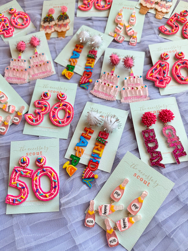 Sprinkle 40th Birthday Candle Milestone Earrings