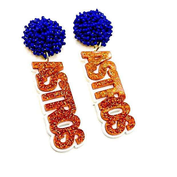 Scout Celebration Orange Sparkle Astros Earrings