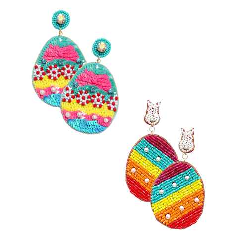 Beaded Easter Egg Earrings