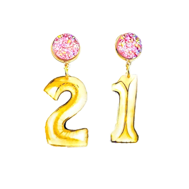 Scout Celebration Gold Balloon Birthday Milestone Earrings