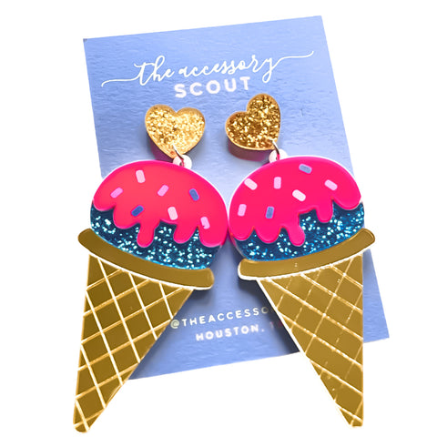 Sprinkle Ice Cream Cone Earrings