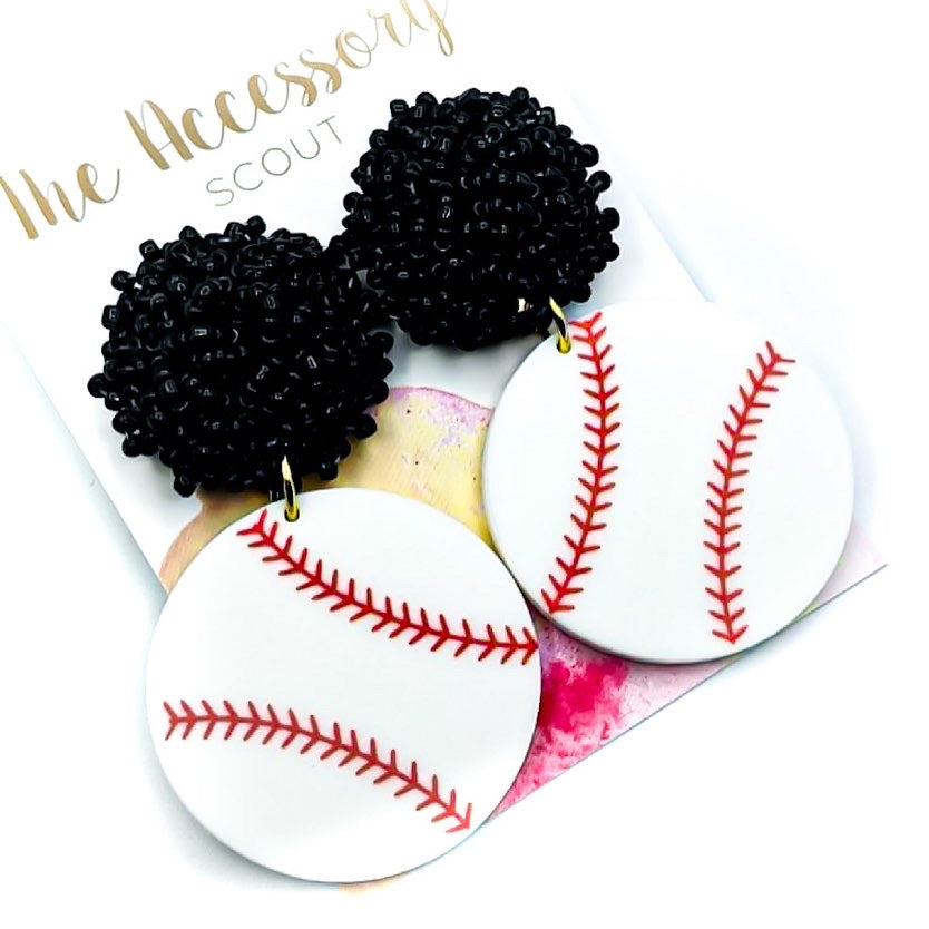 Leather baseball clearance earrings wholesale