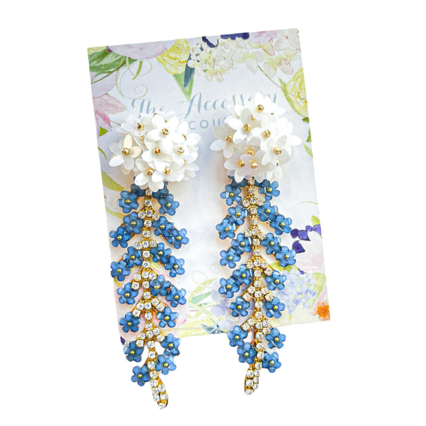 Marie Earrings - Blue + Flower Top
