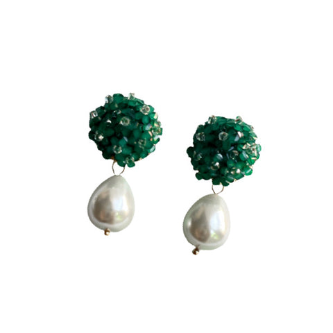 Green and Pearl Earrings