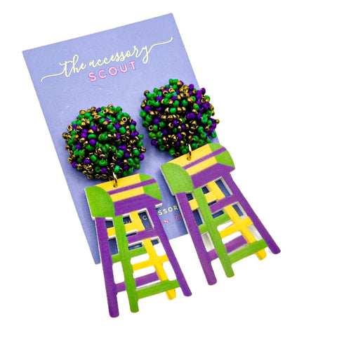 Scout Celebration Mardi Gras Ladder Earrings