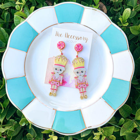 Scout Celebration Christmas Pink Nutcracker Earrings