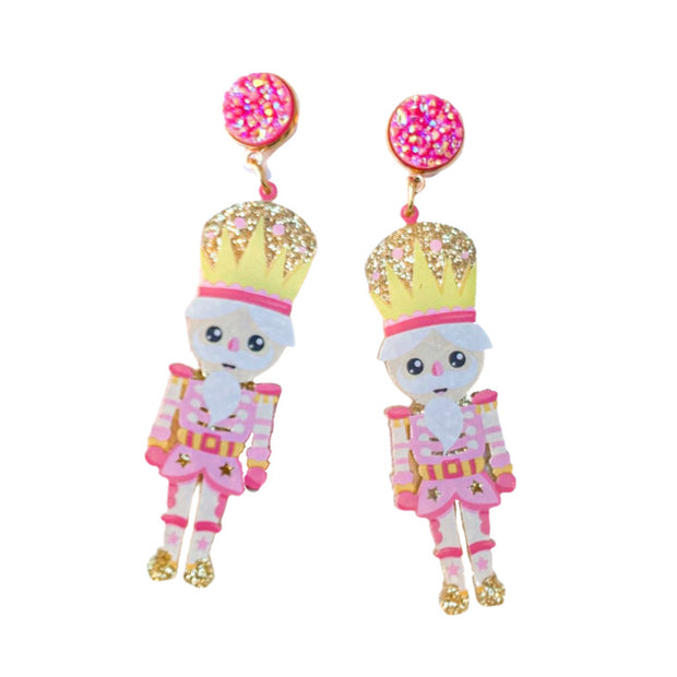 Scout Celebration Christmas Pink Nutcracker Earrings