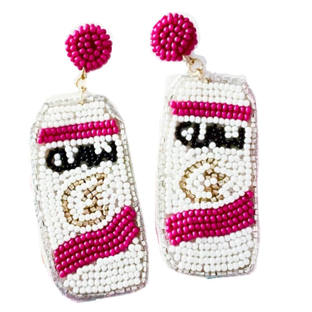 Beaded White Claw Earrings