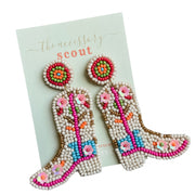 Floral Cowboy Boot Earrings