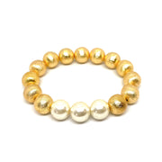12mm Gold Beaded and Glass Pearl Bonita Bracelet