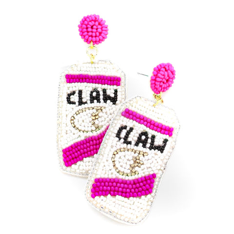 Beaded White Claw Earrings