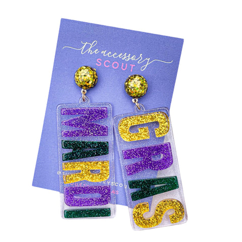 Mardi Gras Dangle Earrings