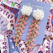 Marie Earrings - Pink+ Flower Top