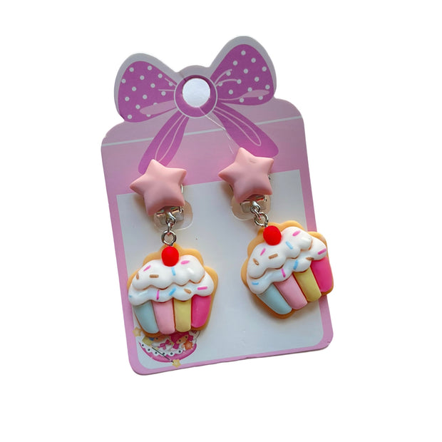 Birthday Cupcake Clip-on Earrings