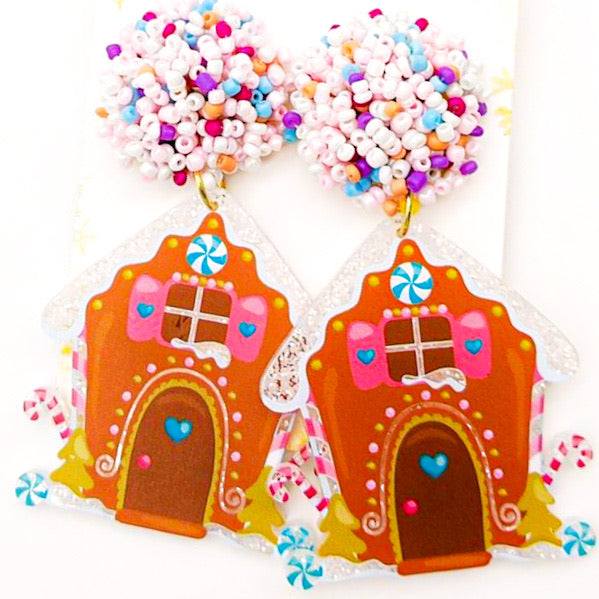 Scout Celebration Christmas Pink Gingerbread Earrings