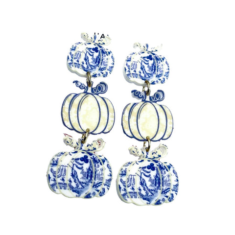 Triple Chinoiserie Pumpkin Earrings