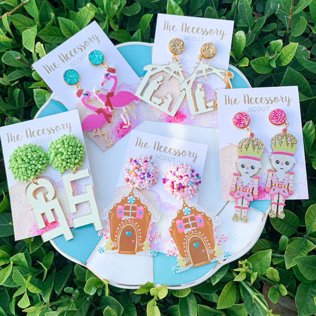 Scout Celebration Christmas Pink Gingerbread Earrings