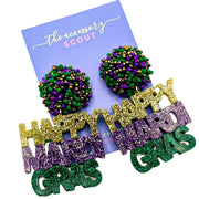 Scout Celebration Happy Mardi Gras Earrings