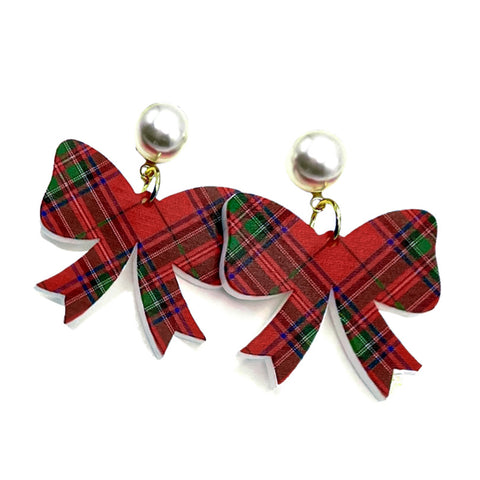 Scout Celebration Christmas Plaid Bow Earrings