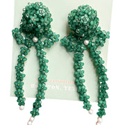 Natalie Bow Earrings - Solid Green
