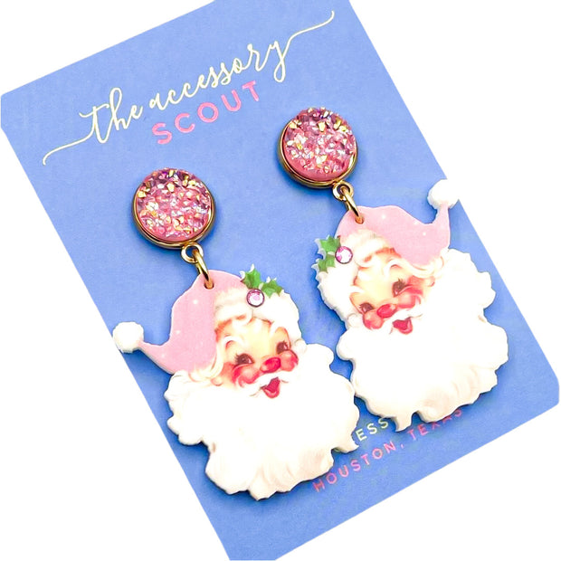 Scout Celebration Pink Santa Earrings